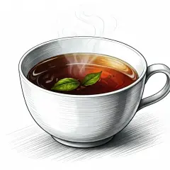Une tasse de thé fumante avec deux feuilles de menthe. Pour certains, c'est le réconfort, mais pour moi, ce n'est pas ma tasse de thé.