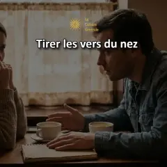 Un homme parle à une femme visiblement bouleversée. Il semble vouloir la consoler, mais elle a l'air de vouloir tirer les vers du nez.