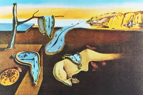 La persistance de la mémoire, une célèbre **dali painting**, montre des montres molles dans un paysage onirique.