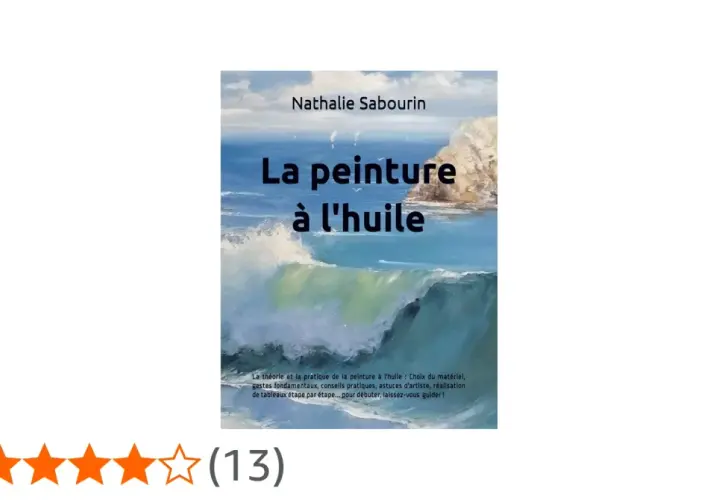 Couverture d'un livre sur la peinture à l'huile pour débutant, montrant une scène marine avec une vague déferlante.