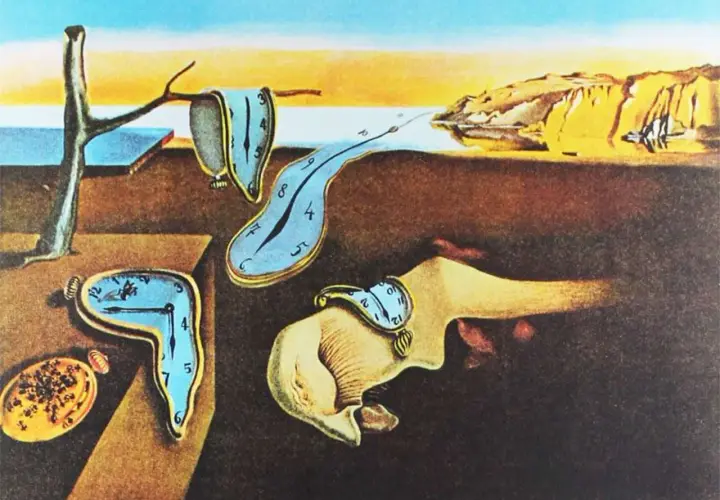 La persistance de la mémoire, une célèbre **dali painting**, montre des montres molles dans un paysage onirique.