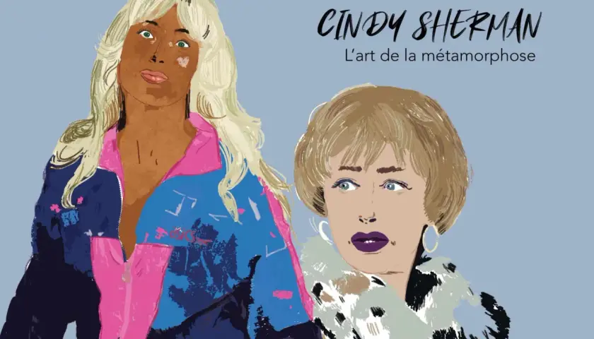 Illustrations de deux femmes, évoquant les œuvres d'art de Cindy Sherman et son art de la métamorphose.