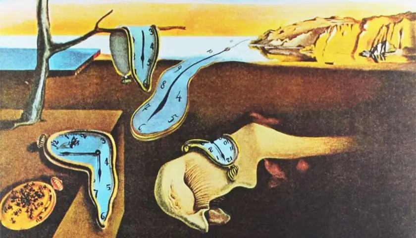 La persistance de la mémoire, une célèbre **dali painting**, montre des montres molles dans un paysage onirique.