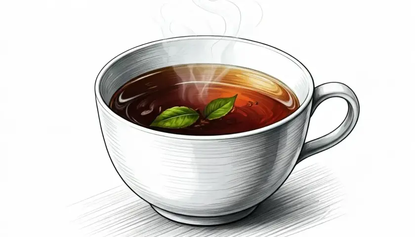 Une tasse de thé fumante avec deux feuilles de menthe. Pour certains, c'est le réconfort, mais pour moi, ce n'est pas ma tasse de thé.