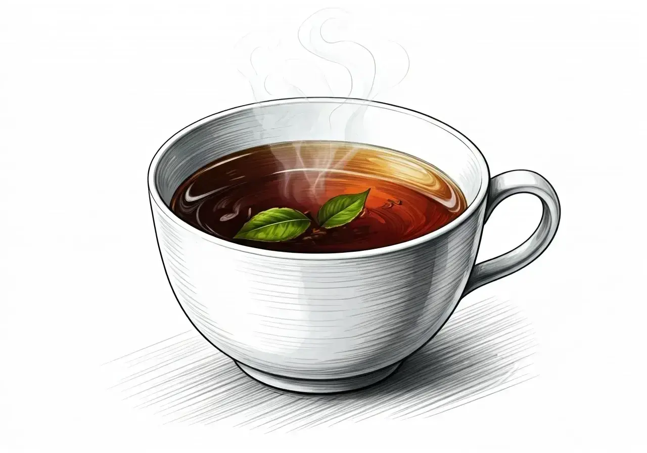 Une tasse de thé fumante avec deux feuilles de menthe. Pour certains, c'est le réconfort, mais pour moi, ce n'est pas ma tasse de thé.