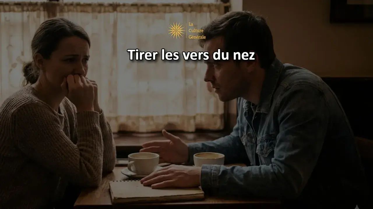 Un homme parle à une femme visiblement bouleversée. Il semble vouloir la consoler, mais elle a l'air de vouloir tirer les vers du nez.