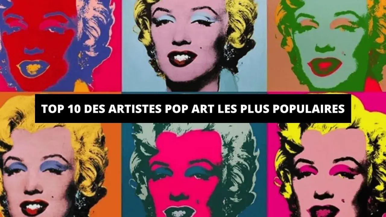 Six portraits de Marilyn Monroe dans des couleurs pop art vives. Le texte