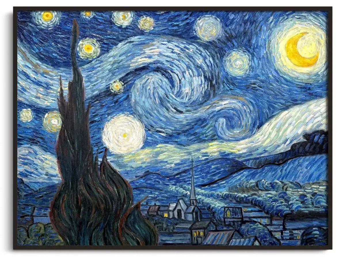 La Nuit &eacute;toil&eacute;e, chef-d'&oelig;uvre de l'impressionnisme, d&eacute;peint un ciel tourbillonnant, des &eacute;toiles lumineuses et un village paisible.